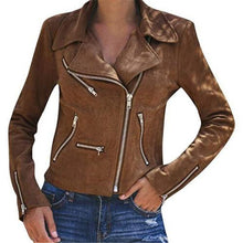 Load image into Gallery viewer, Hirigin Leisure Spring Autumn Ladies Women's Suede Leather Jackets Hot Sale Flight Coat Zip Up Biker Comfort Girl Outwear Jacket
