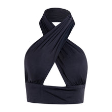 Load image into Gallery viewer, Women Strappy Cross Over Front Cut Out Halter Neck Sleeveless Backless Crop Top Bandage Vest Summer Sexy Tops Woman Clothes S-XL