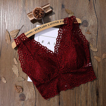 Load image into Gallery viewer, Sexy Lace Crop Top Women Fashion Floral Lace Padded Camis Bra Tank Top V Neck Underwear MM Bralett Ladies Camisole
