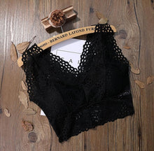 Load image into Gallery viewer, Sexy Lace Crop Top Women Fashion Floral Lace Padded Camis Bra Tank Top V Neck Underwear MM Bralett Ladies Camisole