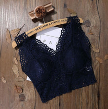 Load image into Gallery viewer, Sexy Lace Crop Top Women Fashion Floral Lace Padded Camis Bra Tank Top V Neck Underwear MM Bralett Ladies Camisole