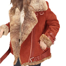 Load image into Gallery viewer, Lugentolo Women's Jacket Autumn and Winter New Long-sleeved Locomotive Deerskin Imitation Sheepskin Plus Velvet Thick Coat