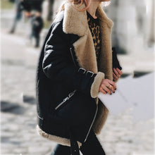 Load image into Gallery viewer, Lugentolo Women's Jacket Autumn and Winter New Long-sleeved Locomotive Deerskin Imitation Sheepskin Plus Velvet Thick Coat