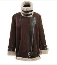 Load image into Gallery viewer, Lugentolo Women's Jacket Autumn and Winter New Long-sleeved Locomotive Deerskin Imitation Sheepskin Plus Velvet Thick Coat