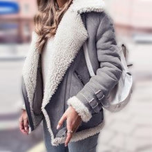 Load image into Gallery viewer, Lugentolo Women's Jacket Autumn and Winter New Long-sleeved Locomotive Deerskin Imitation Sheepskin Plus Velvet Thick Coat