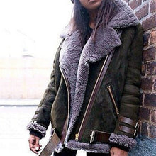 Load image into Gallery viewer, Lugentolo Women's Jacket Autumn and Winter New Long-sleeved Locomotive Deerskin Imitation Sheepskin Plus Velvet Thick Coat