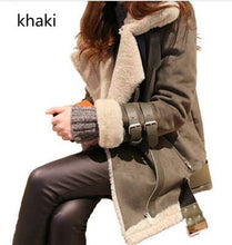 Load image into Gallery viewer, Lugentolo Women's Jacket Autumn and Winter New Long-sleeved Locomotive Deerskin Imitation Sheepskin Plus Velvet Thick Coat