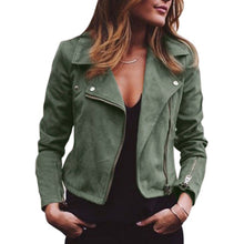 Load image into Gallery viewer, Women's Leather jacket Winter New lapel diagonal zipper short ladies coat wine red female cool fashion coat large size
