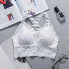 Load image into Gallery viewer, Sexy Women Lace Strap Bras Tube Tops Fashion Cross Beauty Back Tank Tops Underwear 5 colors with Chest pad майка женская