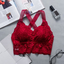 Load image into Gallery viewer, Sexy Women Lace Strap Bras Tube Tops Fashion Cross Beauty Back Tank Tops Underwear 5 colors with Chest pad майка женская