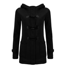 Load image into Gallery viewer, Large Size Women's Jacket Autumn Winter Thick Coats and Jackets women Hooded Outwear Mixed Cotton Horn leather buckle Jacket