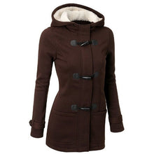 Load image into Gallery viewer, Large Size Women's Jacket Autumn Winter Thick Coats and Jackets women Hooded Outwear Mixed Cotton Horn leather buckle Jacket