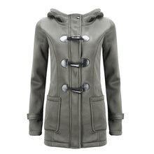 Load image into Gallery viewer, Large Size Women's Jacket Autumn Winter Thick Coats and Jackets women Hooded Outwear Mixed Cotton Horn leather buckle Jacket