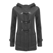 Load image into Gallery viewer, Large Size Women's Jacket Autumn Winter Thick Coats and Jackets women Hooded Outwear Mixed Cotton Horn leather buckle Jacket