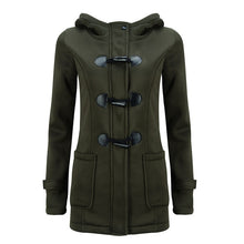 Load image into Gallery viewer, Large Size Women's Jacket Autumn Winter Thick Coats and Jackets women Hooded Outwear Mixed Cotton Horn leather buckle Jacket