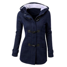 Load image into Gallery viewer, Large Size Women's Jacket Autumn Winter Thick Coats and Jackets women Hooded Outwear Mixed Cotton Horn leather buckle Jacket
