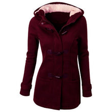 Load image into Gallery viewer, Large Size Women's Jacket Autumn Winter Thick Coats and Jackets women Hooded Outwear Mixed Cotton Horn leather buckle Jacket