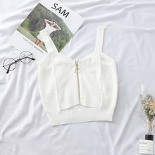 Load image into Gallery viewer, HELIAR 2019 Summer Women Tank Tops Club Sexy Zipper Crop Top Hole Knitting Camisole Ladies Sleeveless Solid Simple Camis