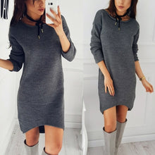 Load image into Gallery viewer, Dress 2019 Hot Sale Autumn Winter O Neck Long Sleeve Solid Color Ladies Loose Casual Women Dress Lady Bodycon Robe Dresses