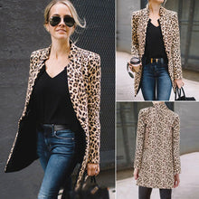 Load image into Gallery viewer, 2019 Spring Autumn Fashion Women's Leopard Jacket Sweater Top Warm Casual Suit Long Coat