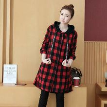 Load image into Gallery viewer, 2019 New Autumn Winter Fat Girl Large Size Shirt Coat Women'S Fashion Casual Long Style Hooded Cardigan Ladies Red Plaid Coats