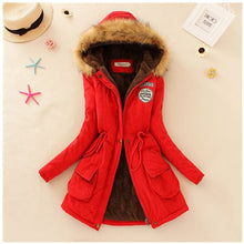 Load image into Gallery viewer, 2019 Winter New Women's Hooded Fur Collar Waist And Velvet Thick Warm Long Cotton Coat Jacket Coat