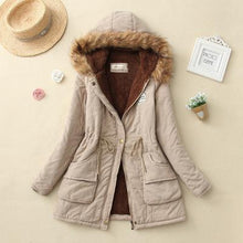 Load image into Gallery viewer, 2019 Winter New Women's Hooded Fur Collar Waist And Velvet Thick Warm Long Cotton Coat Jacket Coat