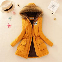 Load image into Gallery viewer, 2019 Winter New Women's Hooded Fur Collar Waist And Velvet Thick Warm Long Cotton Coat Jacket Coat