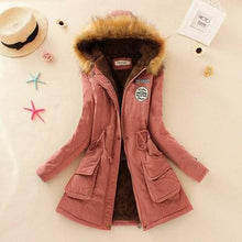 Load image into Gallery viewer, 2019 Winter New Women's Hooded Fur Collar Waist And Velvet Thick Warm Long Cotton Coat Jacket Coat
