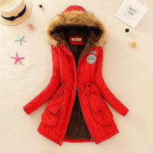 Load image into Gallery viewer, 2019 Winter New Women's Hooded Fur Collar Waist And Velvet Thick Warm Long Cotton Coat Jacket Coat