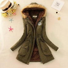 Load image into Gallery viewer, 2019 Winter New Women's Hooded Fur Collar Waist And Velvet Thick Warm Long Cotton Coat Jacket Coat