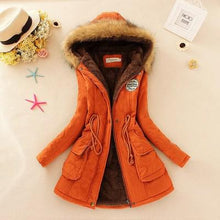 Load image into Gallery viewer, 2019 Winter New Women's Hooded Fur Collar Waist And Velvet Thick Warm Long Cotton Coat Jacket Coat