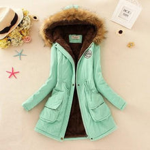 Load image into Gallery viewer, 2019 Winter New Women's Hooded Fur Collar Waist And Velvet Thick Warm Long Cotton Coat Jacket Coat