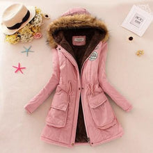 Load image into Gallery viewer, 2019 Winter New Women's Hooded Fur Collar Waist And Velvet Thick Warm Long Cotton Coat Jacket Coat