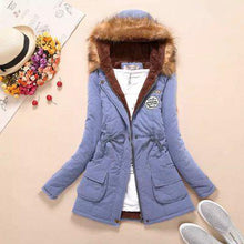 Load image into Gallery viewer, 2019 Winter New Women's Hooded Fur Collar Waist And Velvet Thick Warm Long Cotton Coat Jacket Coat