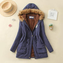 Load image into Gallery viewer, 2019 Winter New Women's Hooded Fur Collar Waist And Velvet Thick Warm Long Cotton Coat Jacket Coat
