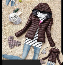 Load image into Gallery viewer, Winter Jacket Women Cotton Down Parka Hooded Women's Coat Casual Slim Down &amp; Parkas Solid Basic Women's Jacket Long Sleeve Coat